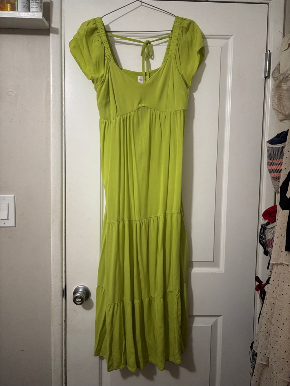 Ingrid & Isabel Lime Green Tiered Maxi Dress with Tie Back - Picture 1 of 4